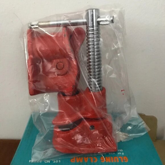 NEW Red Cast Iron Clamp Spring Lever 1/2" Threaded Malleable Woodworking Gluing - Picture 3 of 5